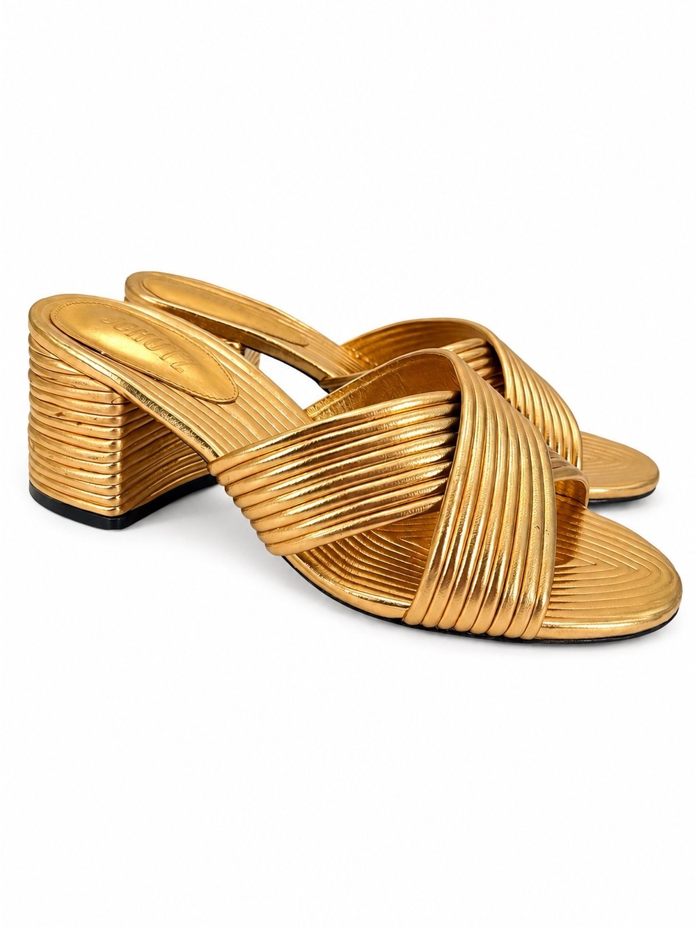 Schutz Ana Kate Gold Glamor Heel Sandals 9.5